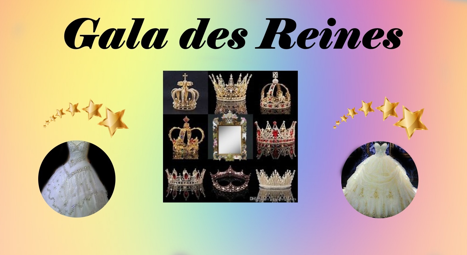 photo des reines de la mirabelles et leurs dauphines, en tenue de soirée